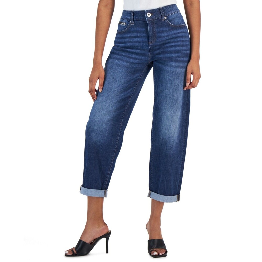 I.N.C. International Concepts Boyfriend Jeans Womens 8 29 Blue Dark Wash NEW